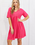 BOMBOM Another Day Swiss Dot Casual Dress in Fuchsia - Online Only