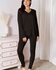 Basic Bae Full Size V-Neck Soft Rayon Long Sleeve Top and Pants Lounge Set