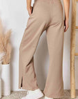 RISEN Wide Waistband Slit Wide Leg Pants