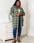 Double Take Plaid Collared Neck Long Sleeve Shirt