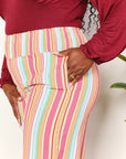 Double Take Striped Smocked Waist Pants with Pockets