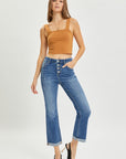 RISEN Full Size Button Fly Cropped Bootcut Jeans