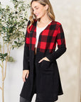 Heimish Full Size Plaid Open Front Cardigan