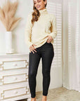 Heimish Full Size Long Sleeve Turtleneck Sweater with Side Slit