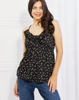 Culture Code Taste of Spring Ruffle Sleeveless Top in Black - Online Only