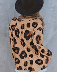Leopard Print Round Neck Long Sleeve Tee - Online Only