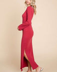 Culture Code Full Size Round Neck Bodycon Bell Maxi Dress