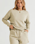 Double Take Full Size Texture Long Sleeve Top and Drawstring Shorts Set