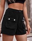 Cuffed Denim Shorts with Pockets - Online Only