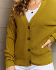Zenana Kiss Me Tonight Full Size Button Down Cardigan in Chartreuse - Online Only