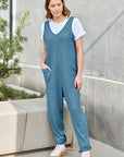 Double Take Full Size Sleeveless Straight Jumpsuit