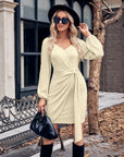 Asymmetrical Surplice Puff Sleeve Mini Dress - Online Only
