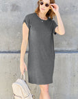 Basic Bae Full Size Round Neck Short Sleeve Dress with Pockets