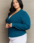 Zenana Kiss Me Tonight Full Size Button Down Cardigan in Teal - Online Only