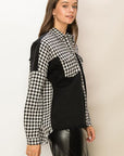 HYFVE Houndstooth Contrast Raw Hem Jacket