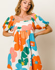 BiBi Floral Puff Sleeve Mini Dress