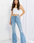 Vibrant MIU Jess Button Flare Jeans -Online Only