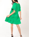 VERY J Texture V-Neck Ruffled Tiered Dress