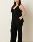 Mittoshop Rib Knit V-Neck Cross Back Jumpsuit