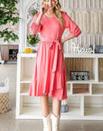 Reborn J Tie Front Ruffle Hem Dress