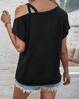 Asymmetrical Neck Short Sleeve T-Shirt