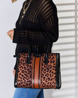 David Jones Leopard Contrast Rivet Handbag