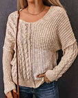 Cable-Knit Exposed Seam Sweater