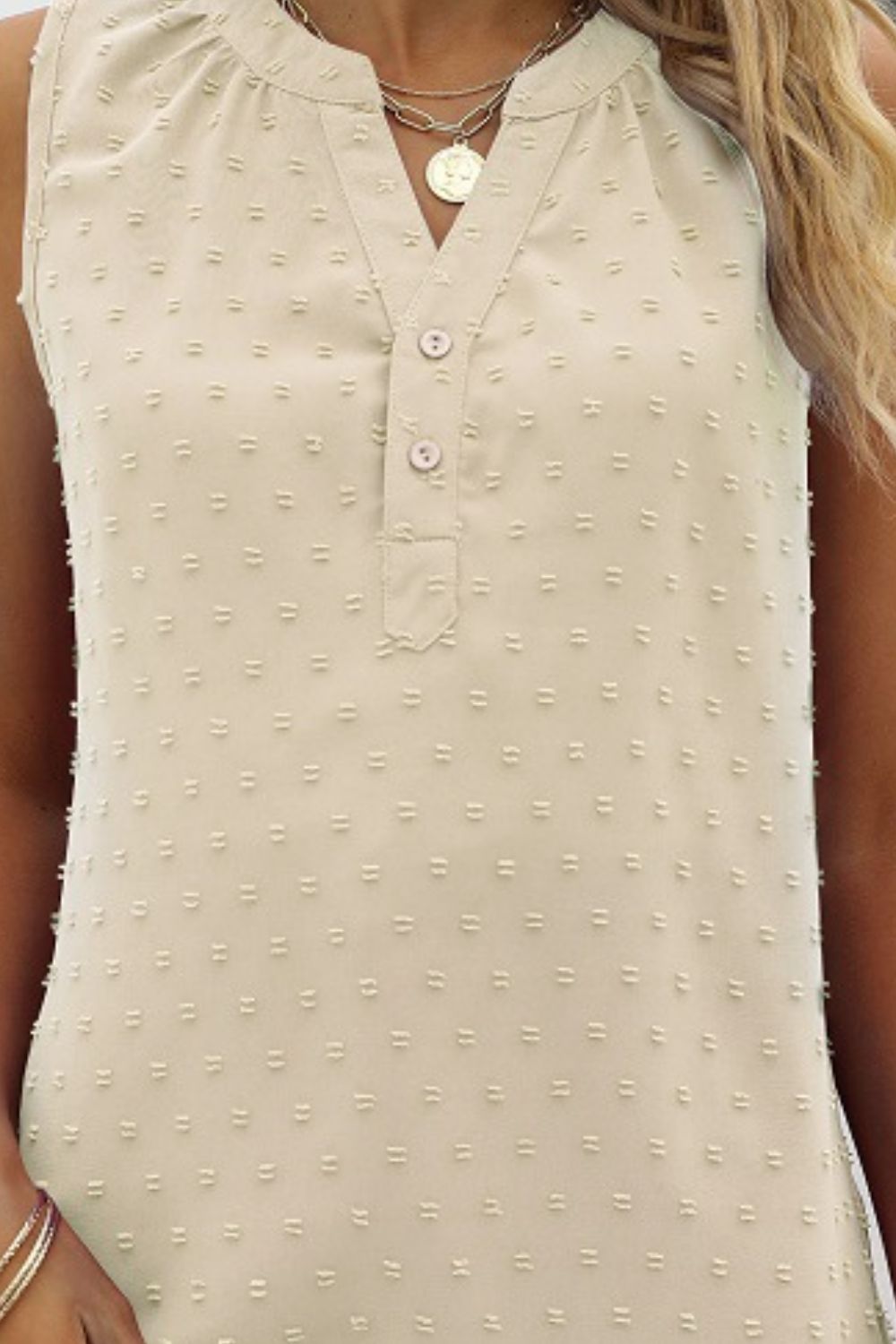 Swiss Dot Notched Neck Tank - Online Only