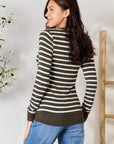 Zenana Full Size Striped Snap Down Cardigan