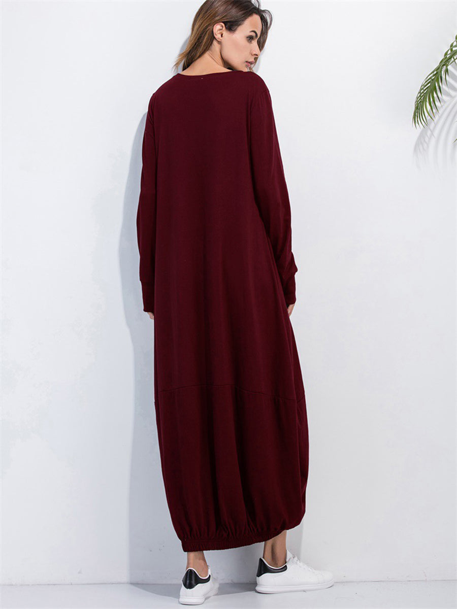 Round Neck Long Sleeve Sweatshirt Dress - Online Only