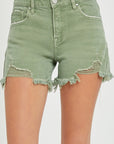 RISEN Mid Waist Frayed Hem Denim Shorts