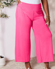 Double Take Full Size Smocked Wide Waistband Wide Leg Pants