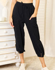 Double Take Decorative Button Cropped Pants