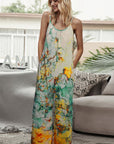 Tie-Dye Spaghetti Strap Jumpsuit with Pockets - Online Only