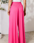 Double Take Full Size Smocked Wide Waistband Wide Leg Pants