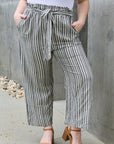 Heimish Find Your Path Paperbag Waist Striped Culotte Pants - Online Only