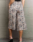 Ninexis Leopard High Waist Flowy Wide Leg Pants with Pockets