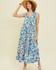 HEYSON Full Size Printed Crochet Trim Maxi Dress