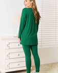 Zenana Lazy Days Full Size Long Sleeve Top and Leggings Set