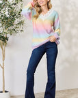 BiBi Rainbow Gradient Crochet Deetail Sweater