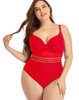 Plus Size Spliced Mesh Tie-Back One-Piece Swimsuit - Online Only