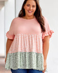 Plus Size Leopard Tiered Blouse - Online Only
