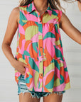 Multicolored Sleeveless Longline Shirt - Online Only