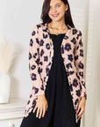 Double Take Printed Button Front Longline Cardigan