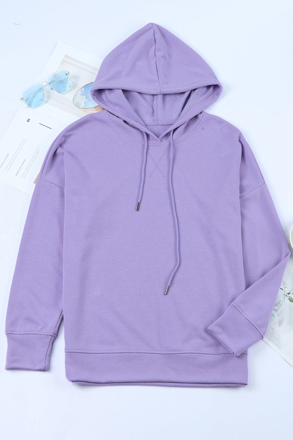 Drop Shoulder Hoodie with Slit - Online Only