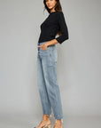 Kancan High Waist Raw Hem Cropped Wide Leg Jeans