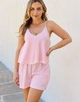 Culture Code Let It Happen Double Flare Striped Romper in Pink - Online Only