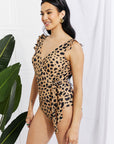 Marina West Swim Full Size Float On Ruffle Faux Wrap One-Piece in Leopard - Online Only