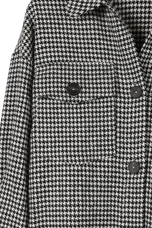 Houndstooth Long Shacket - Online Only