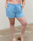 Culture Code High Waisted Paper bag Shorts in Blue Bell - Online Only